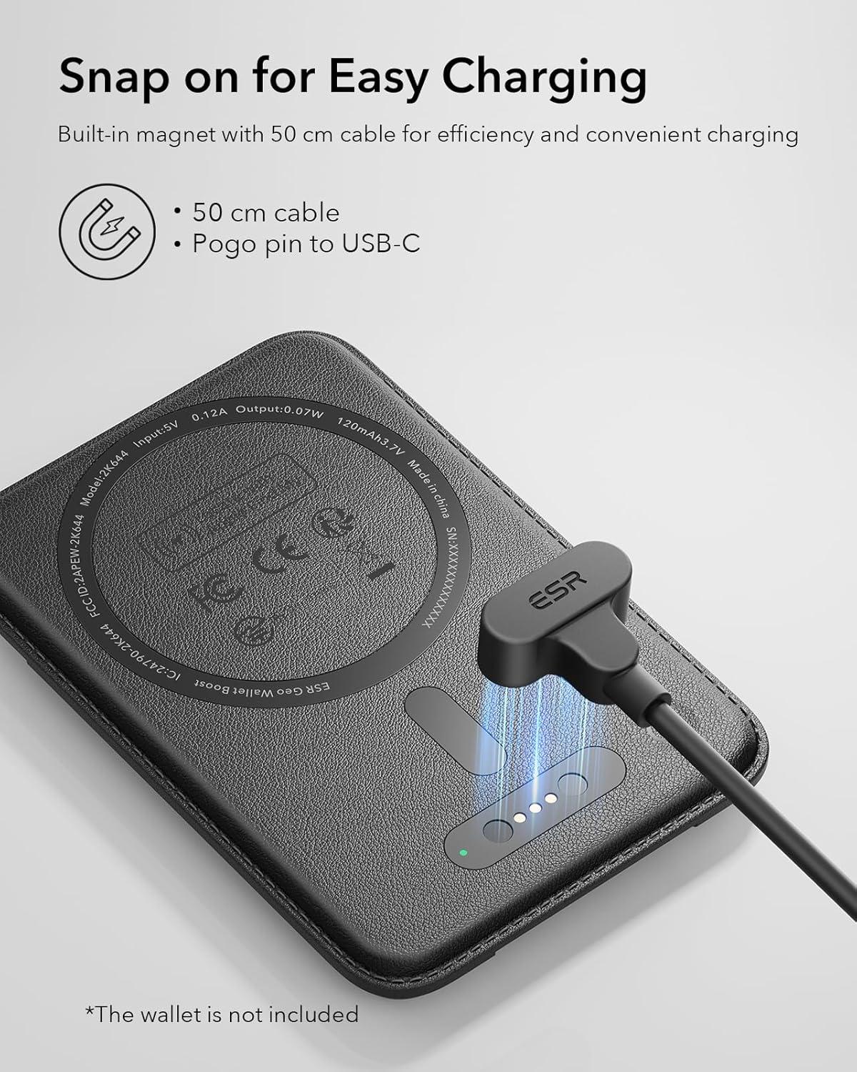 imageESR Magnetic Charger fot Geo Wallet USBC to Pogo Pin Charging Cable Black