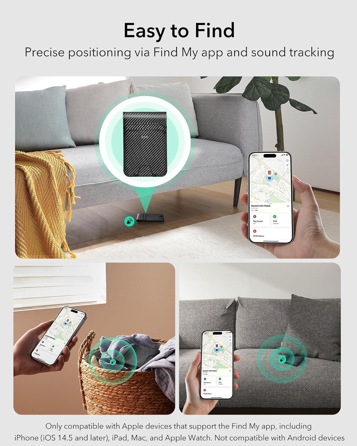 imageESR Magnetic Wallet Compatible with MagSafe Wallet with Adjustable Stand for iPhone 171615141312 Series Not for iPhone 1312 mini 3 Card Holder Vegan Leather BlueNonMagSafe 11 Cards 3 Bills Black Carbon Fiber