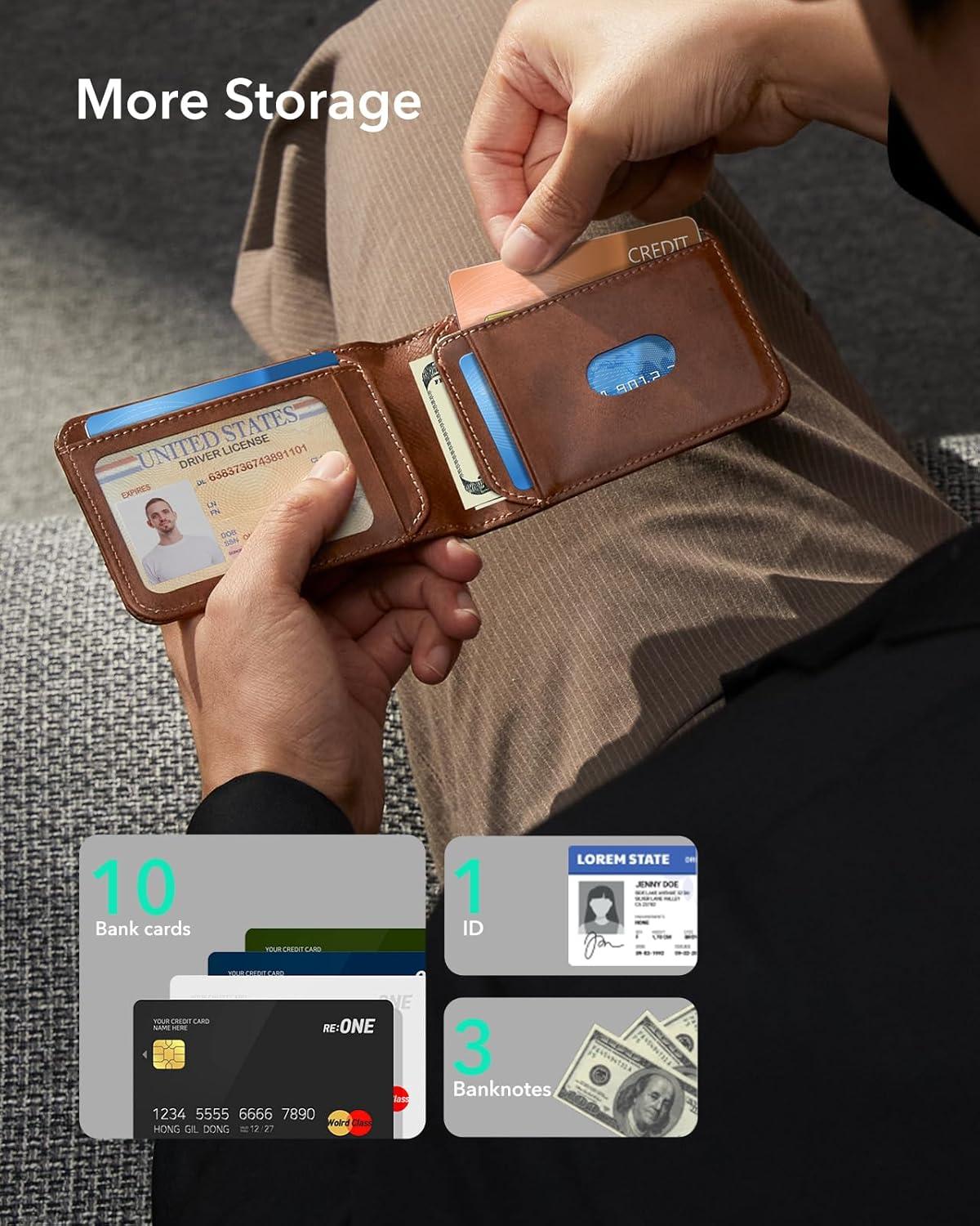 imageESR Magnetic Wallet Compatible with MagSafe Wallet with Adjustable Stand for iPhone 171615141312 Series Not for iPhone 1312 mini 3 Card Holder Vegan Leather BlueNonMagSafe 11 Cards 3 Bills Aged Leather