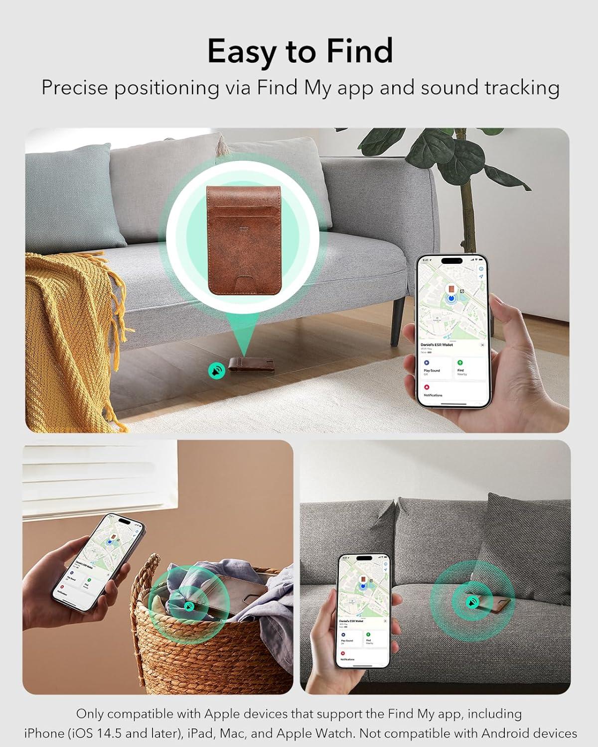 imageESR Magnetic Wallet Compatible with MagSafe Wallet with Adjustable Stand for iPhone 171615141312 Series Not for iPhone 1312 mini 3 Card Holder Vegan Leather BlueNonMagSafe 11 Cards 3 Bills Aged Leather