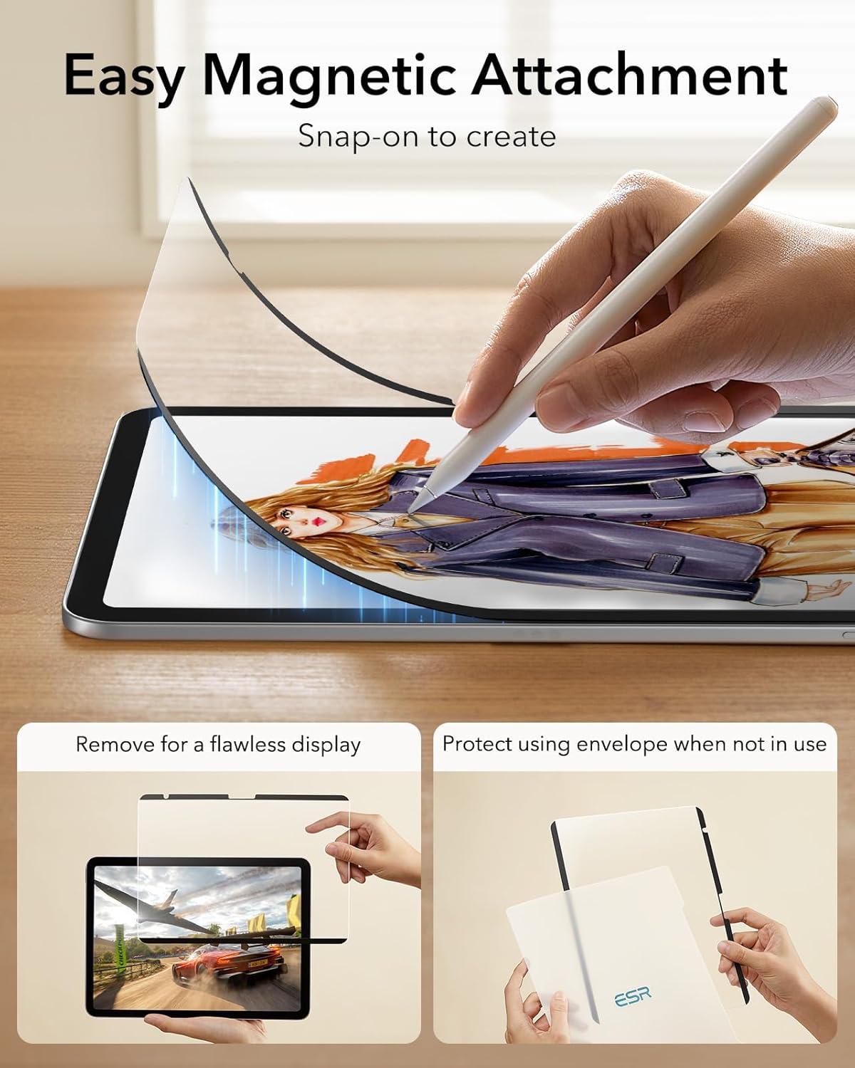 imageESR PaperFeel Magnetic Screen Protector for iPad A1610th Generation Case UltraStable Cover with Pencil Holder Vertical Stand Cover Flip Series Black