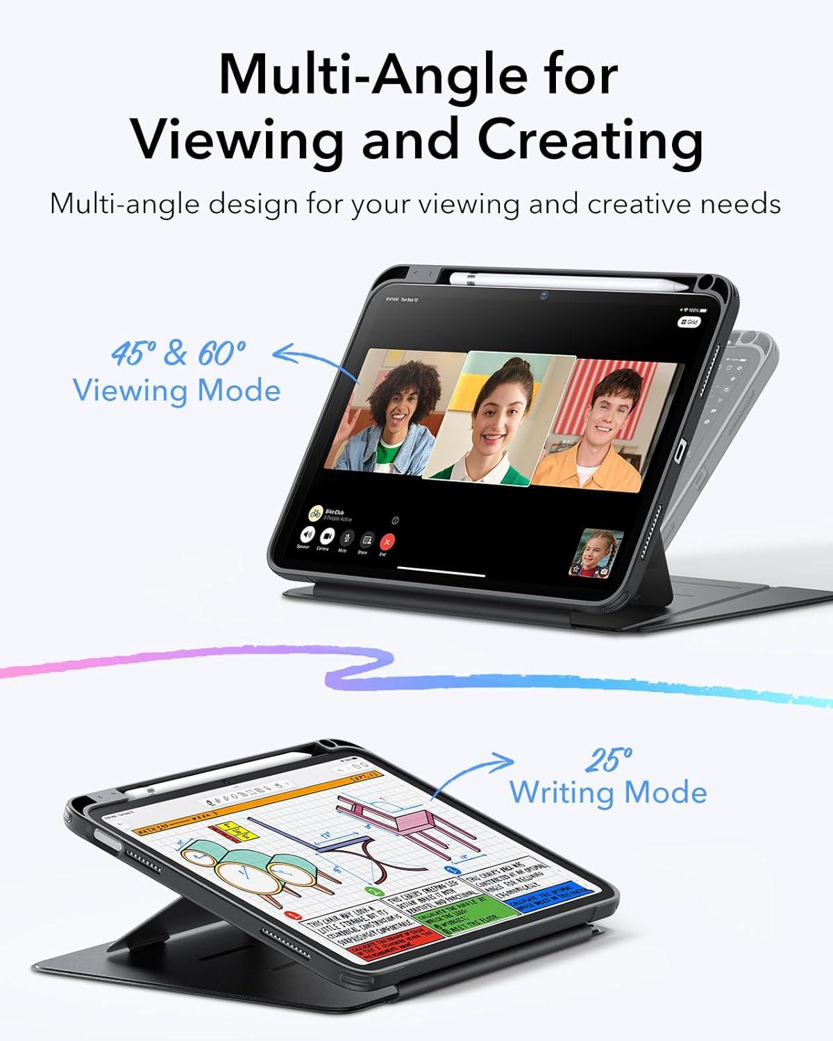 imageESR PaperFeel Magnetic Screen Protector for iPad A1610th Generation Case UltraStable Cover with Pencil Holder Vertical Stand Cover Flip Series Black