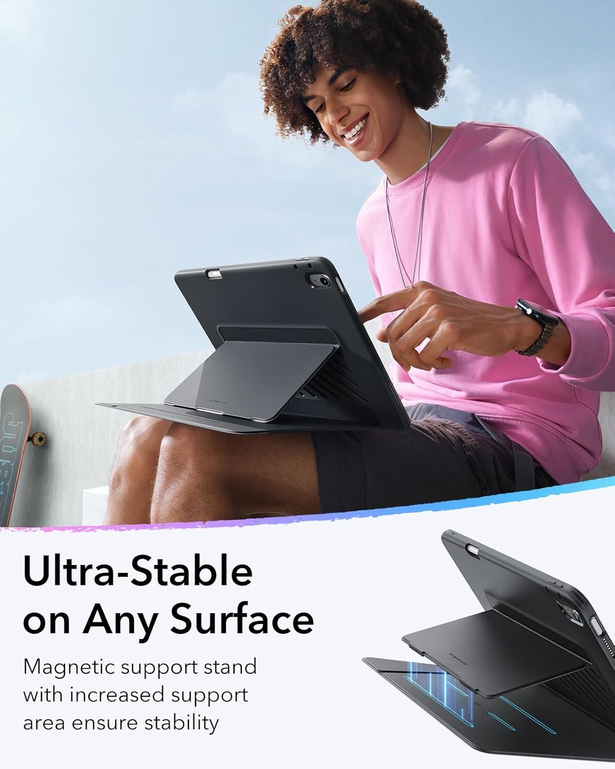 imageESR PaperFeel Magnetic Screen Protector for iPad A1610th Generation Case UltraStable Cover with Pencil Holder Vertical Stand Cover Flip Series Black