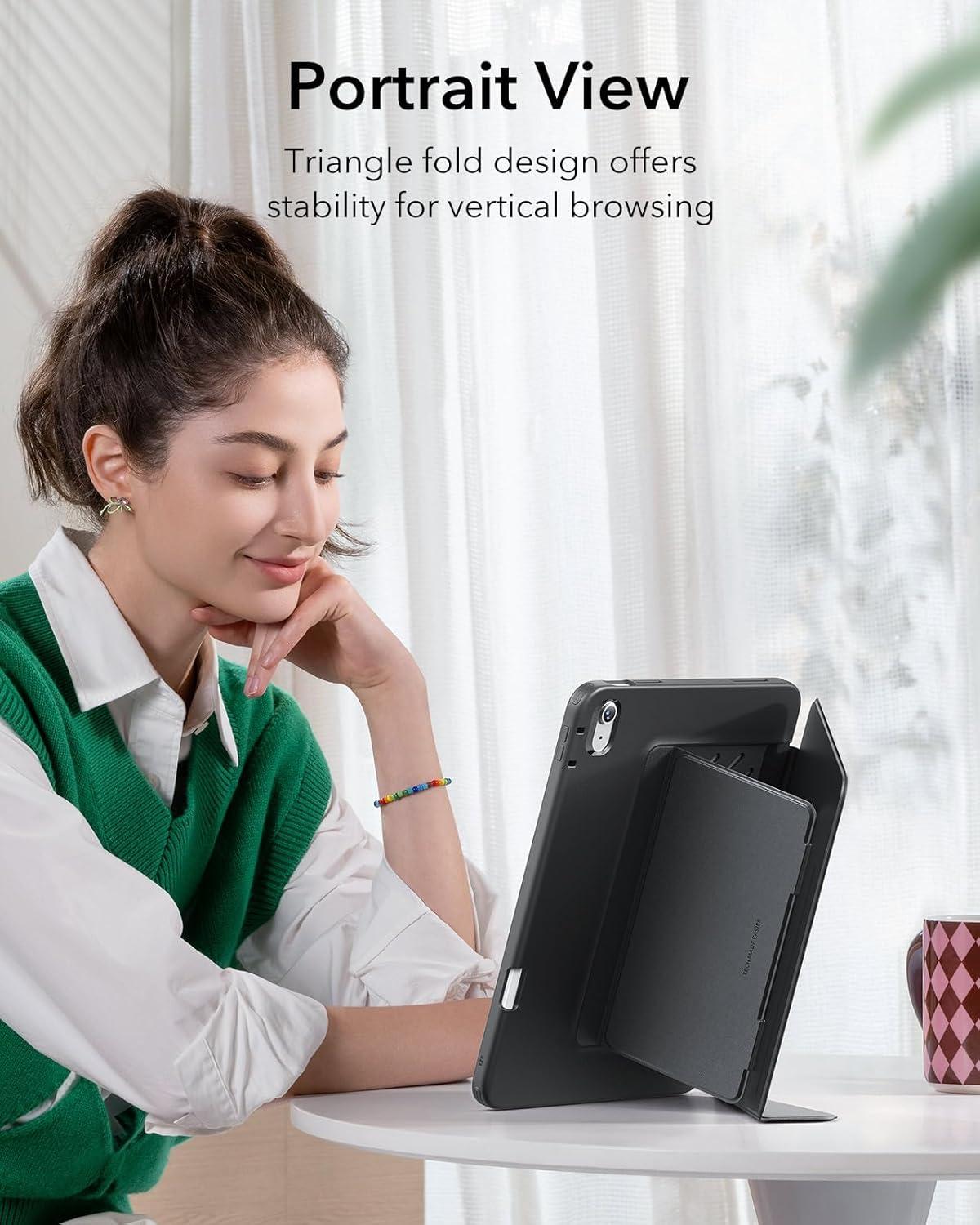 imageESR PaperFeel Magnetic Screen Protector for iPad A1610th Generation Case UltraStable Cover with Pencil Holder Vertical Stand Cover Flip Series Black