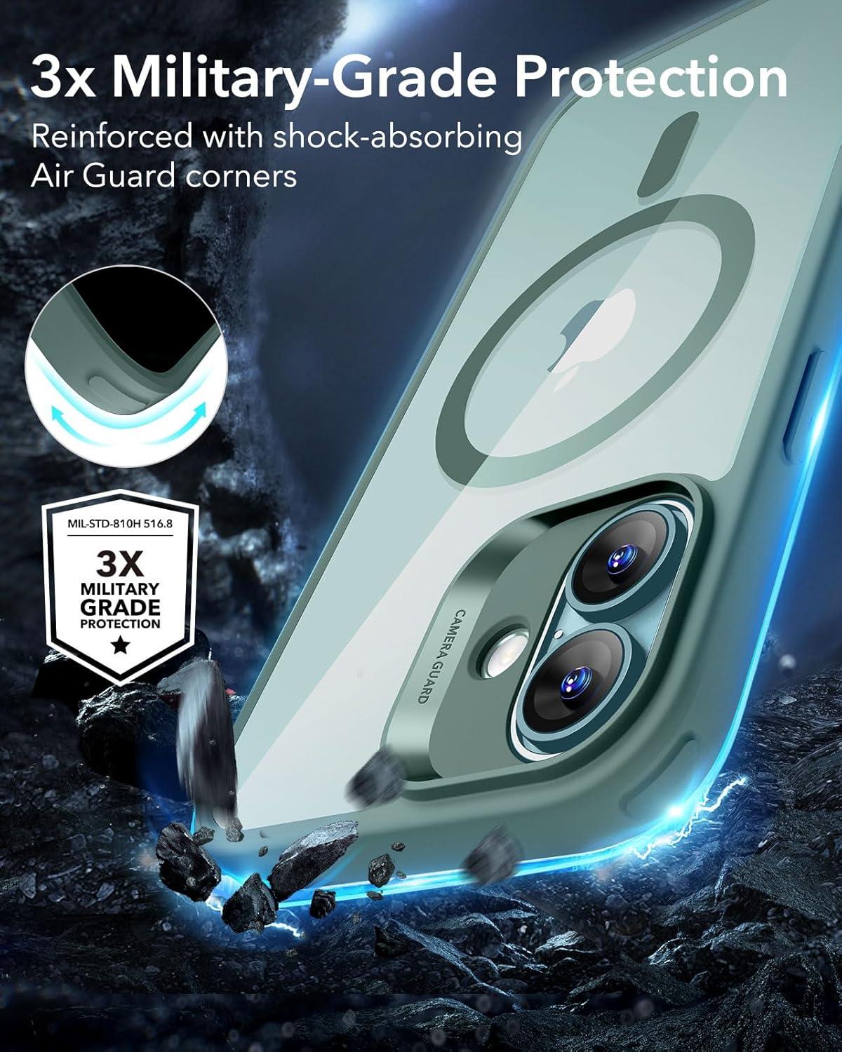 imageESR for Phone 16 Case Compatible with MagSafe Shockof MilitaryGrade tection Magnetic Phone Case for Phone 16 Classic Hybrid Case HaloLock Clear Green