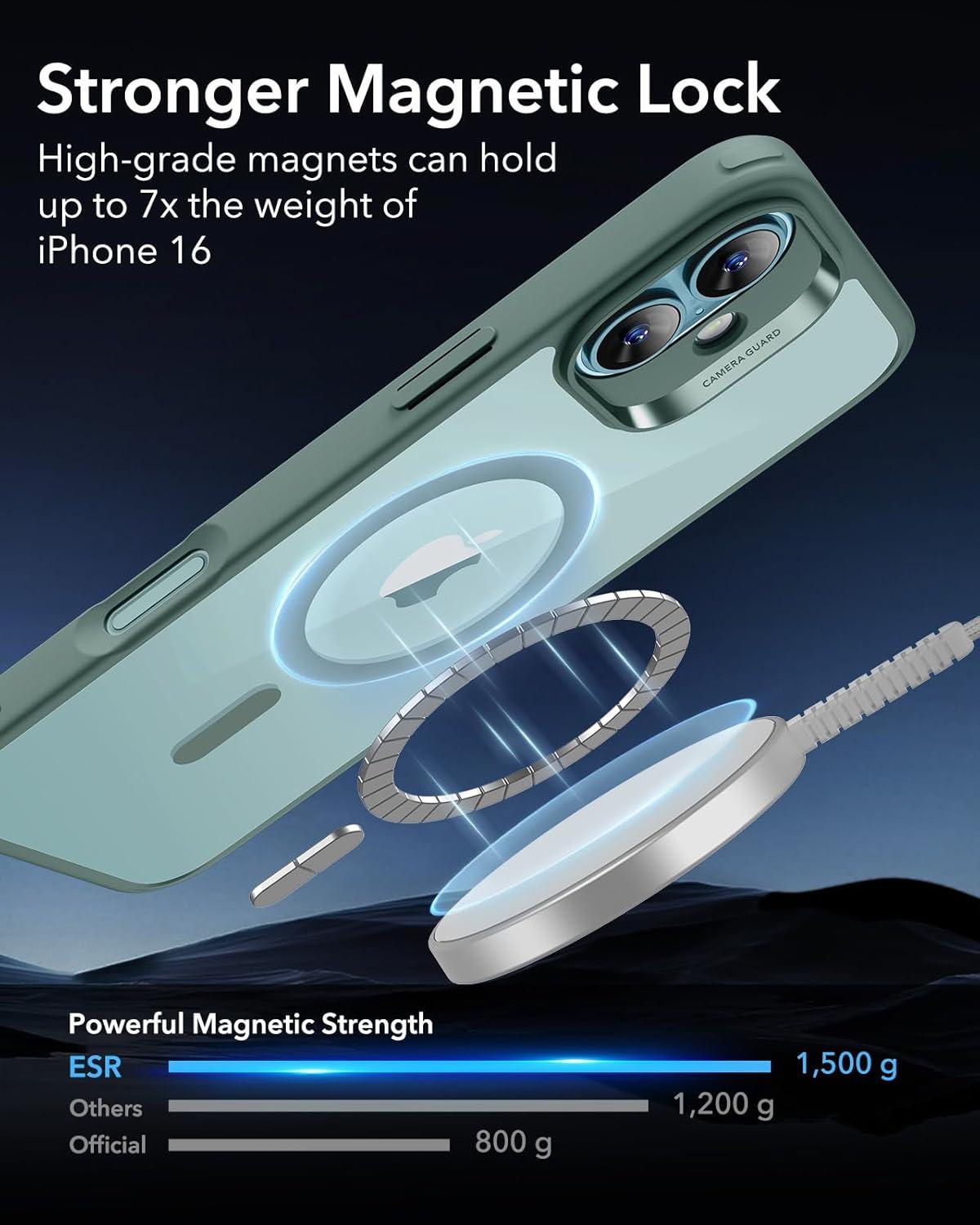 imageESR for Phone 16 Case Compatible with MagSafe Shockof MilitaryGrade tection Magnetic Phone Case for Phone 16 Classic Hybrid Case HaloLock Clear Green