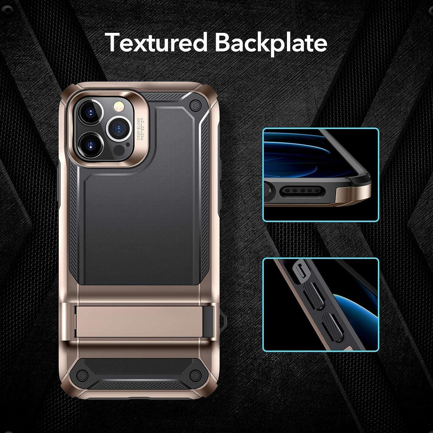 imageESR for iPhone 12 amp iPhone 12 Pro Case with Stand 10FT MilitaryGrade Drop Protection Heavy Duty Protection Phone Case VerticalHorizontal Stand Gold