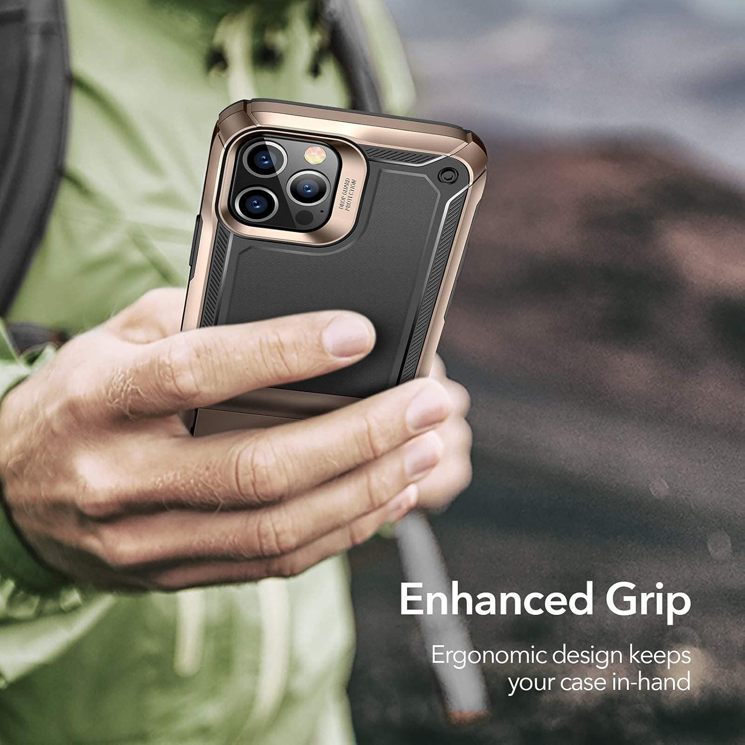 imageESR for iPhone 12 amp iPhone 12 Pro Case with Stand 10FT MilitaryGrade Drop Protection Heavy Duty Protection Phone Case VerticalHorizontal Stand Gold