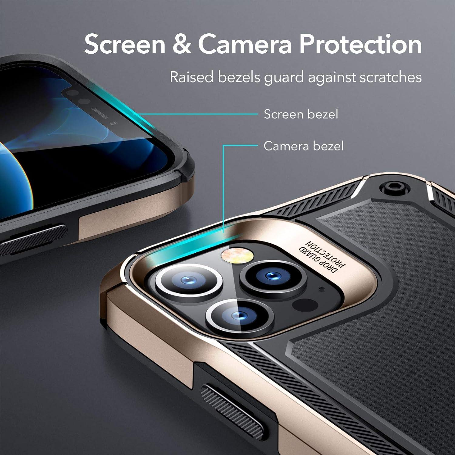 imageESR for iPhone 12 amp iPhone 12 Pro Case with Stand 10FT MilitaryGrade Drop Protection Heavy Duty Protection Phone Case VerticalHorizontal Stand Gold