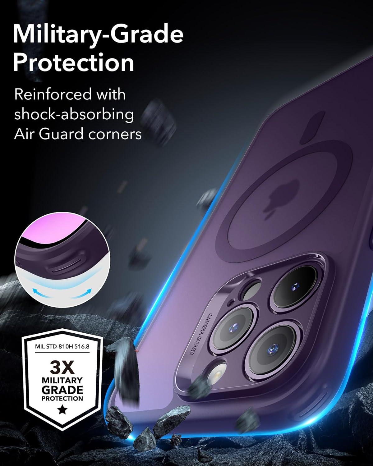 imageESR for iPhone 14 Pro Translucent Matte Case Compatible with MagSafe MilitaryGrade Protection Classic Series Frosted Purple