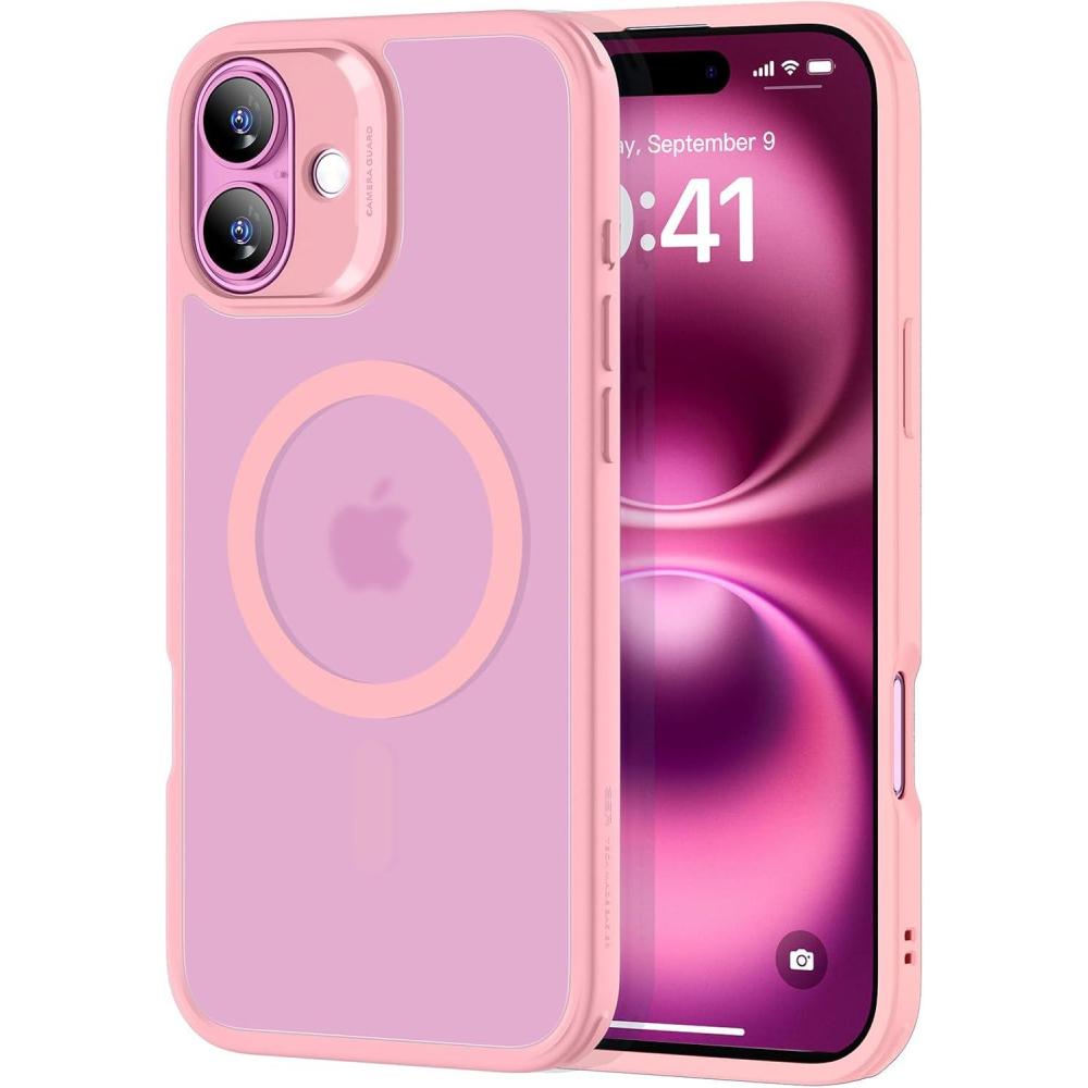 imageESR HaloLock Classic Hybrid Case for Phone 16 Frosted Pink Compatible with MagSafe Shockof MilitaryGrade tection Magnetic Phone Case