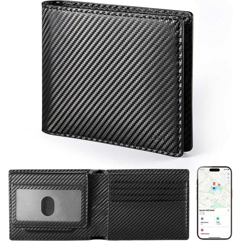 imageESR Magnetic Wallet Compatible with MagSafe Wallet with Adjustable Stand for iPhone 171615141312 Series Not for iPhone 1312 mini 3 Card Holder Vegan Leather BlueNonMagSafe 9 Cards  15 Bills  Black Carbon Fiber