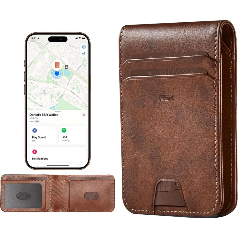 imageESR Magnetic Wallet Compatible with MagSafe Wallet with Adjustable Stand for iPhone 171615141312 Series Not for iPhone 1312 mini 3 Card Holder Vegan Leather BlueNonMagSafe 11 Cards  3 Bills  Aged Leather