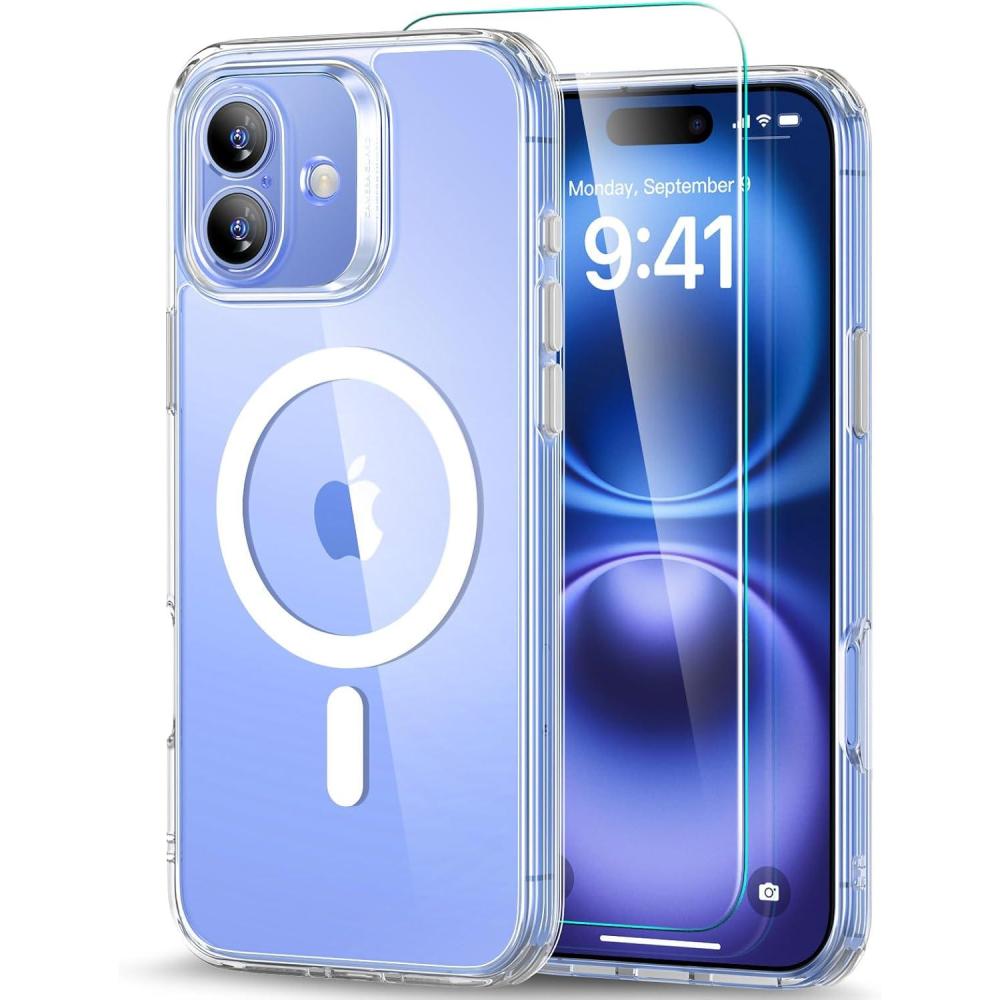 imageESR for iPhone 16 Case 4 in 1 Set Translucent Matte Case Compatible with MagSafe MilitaryGrade Protection Classic SeriesClear