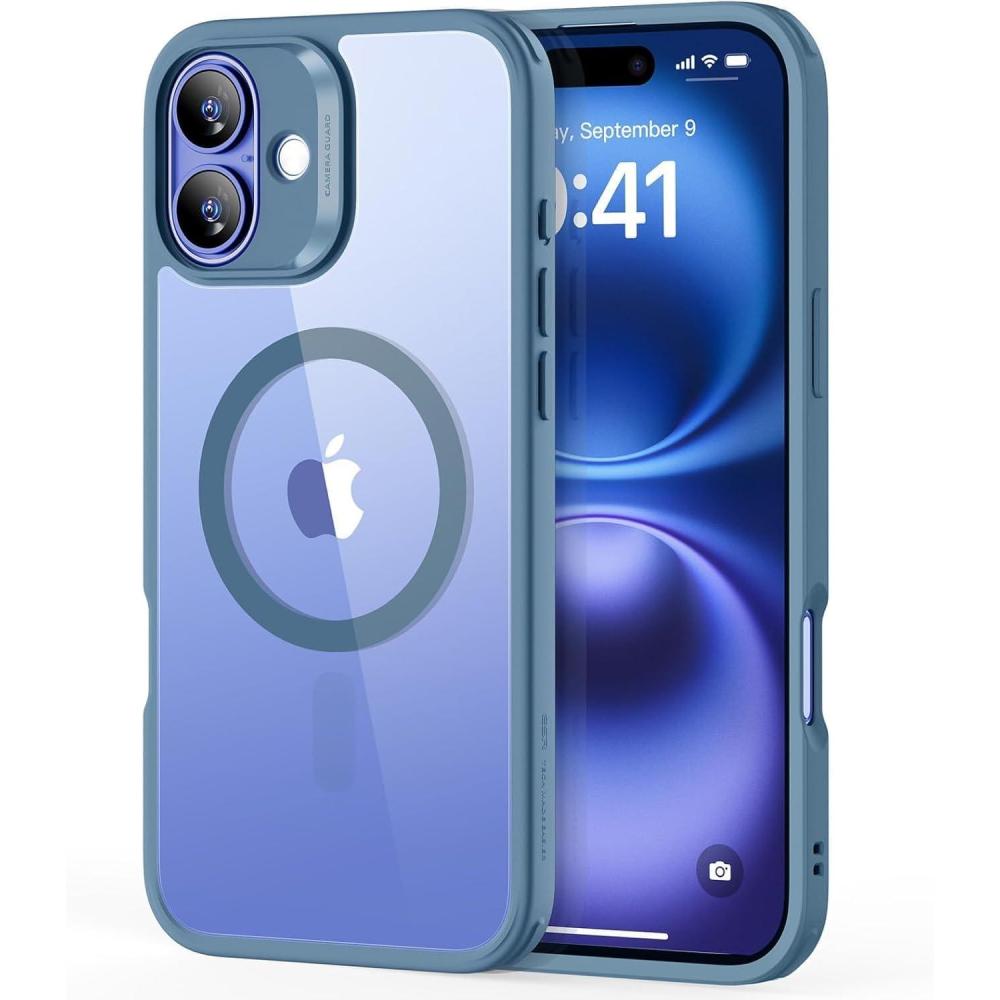 imageESR for iPhone 16 Case 4 in 1 Set Translucent Matte Case Compatible with MagSafe MilitaryGrade Protection Classic SeriesFrosted Blue