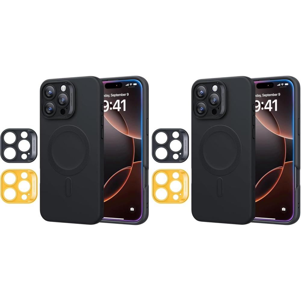 imageESR for iPhone16 Pro Case with MagSafe Supports Magnetic Charging Smooth amp Slim Silicone Case Shockprooffor iPhone 16 Pro 63 inch Black Pack of 2