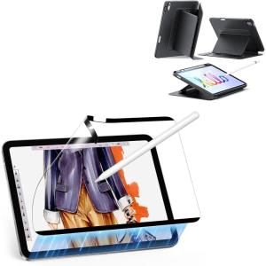 ESR Paper-Feel Magnetic Screen Protector for iPad A16/10th Generation Case, Ultra-Stable Cover with Pencil Holder, Vertical Stand Cover, Flip Series, Black