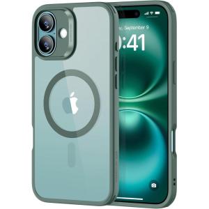 ESR for Phone 16 Case, Compatible with MagSafe, Shockof Military-Grade tection, Magnetic Phone Case for Phone 16, Classic Hybrid Case (HaloLock), Clear Green