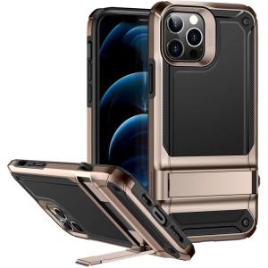 ESR for iPhone 12 & iPhone 12 Pro Case with Stand, 10FT Military-Grade Drop Protection, Heavy Duty Protection Phone Case, Vertical/Horizontal Stand, Gold
