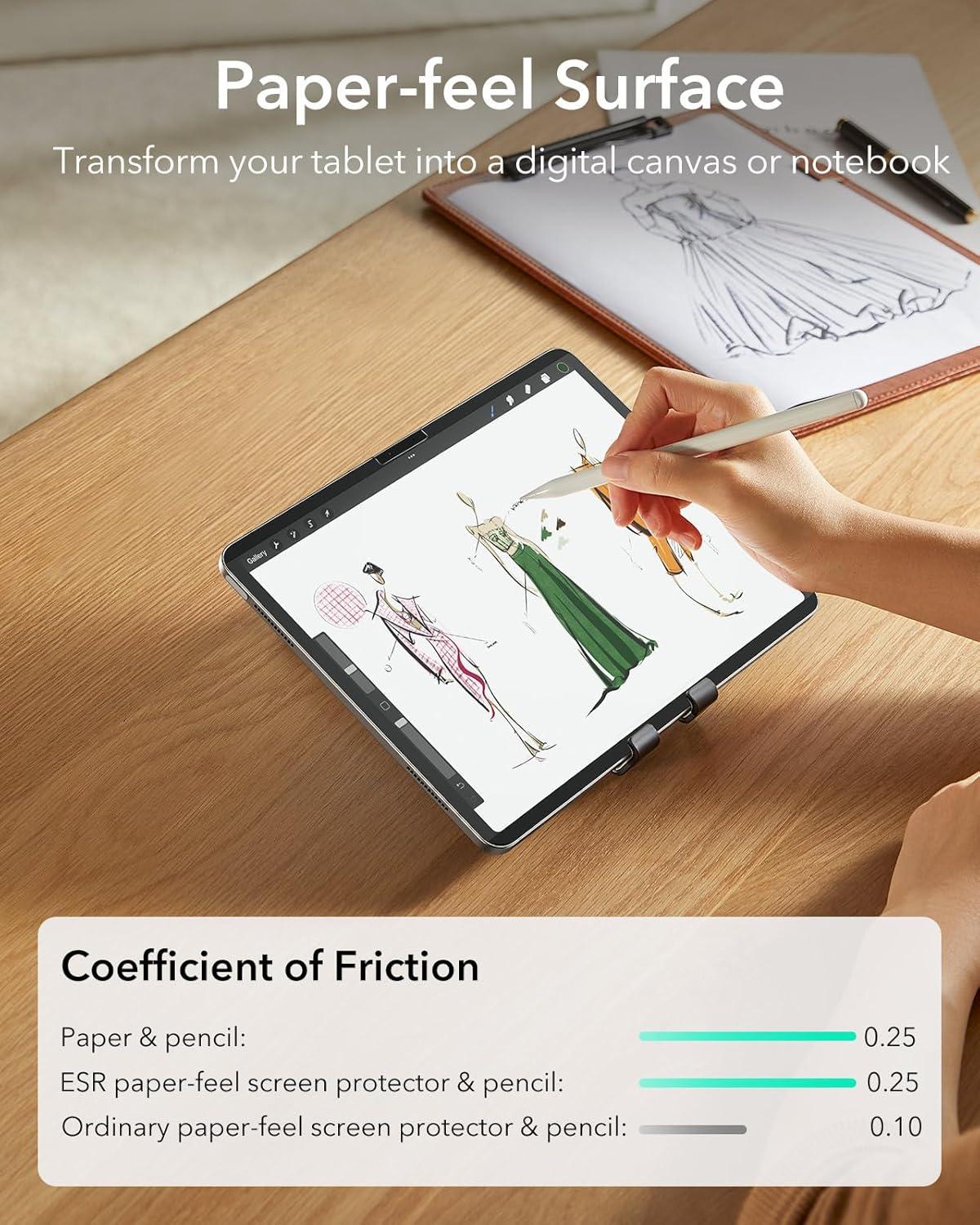 imageESR for iPad Air 11 Inch Case 2025 M3M2 iPad Air 7th6th5th4th Generation Case 202420222020 2 Pack PaperFeel Magnetic Screen Protector for iPad Air 11 Inch M3M2 7th6th Gen 20252024