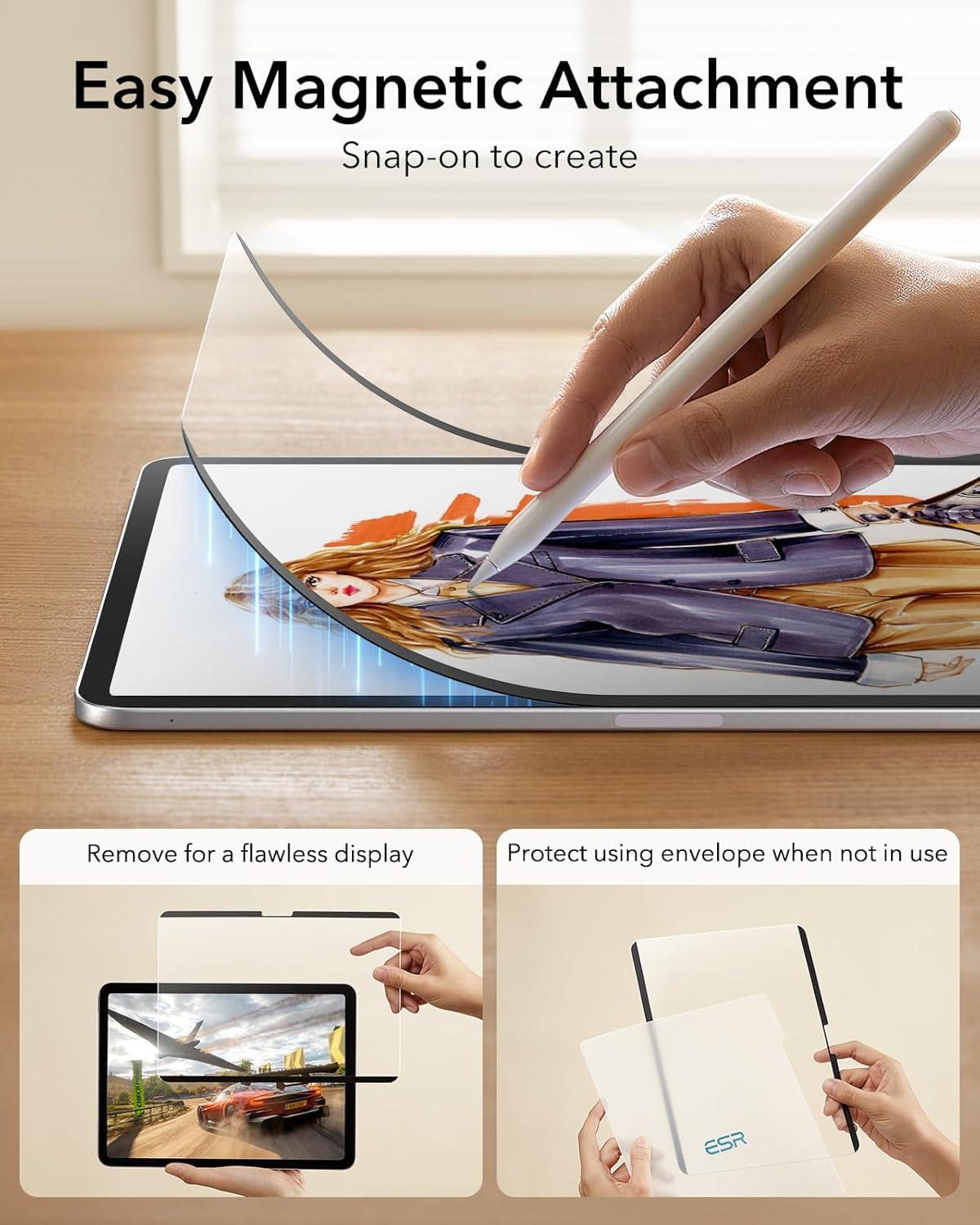 imageESR for iPad Pro13 Inch 2024 Screen Protector 9H Tempered Glass and PaperFeel Magnetic Screen Protector