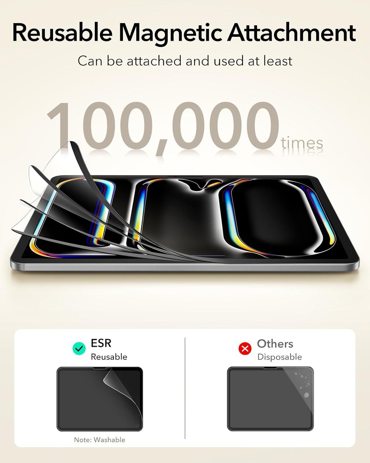 imageESR for iPad Pro13 Inch 2024 Screen Protector 9H Tempered Glass and PaperFeel Magnetic Screen Protector