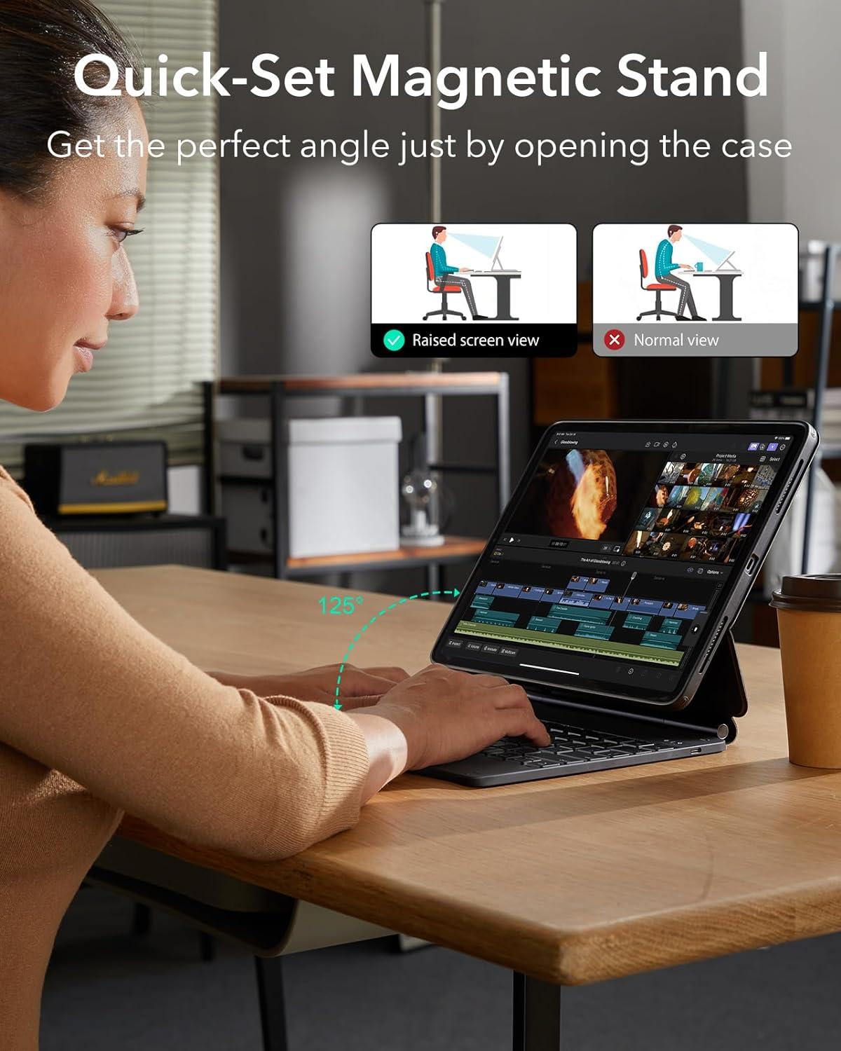 imageESR iPad Air 13 Inch Case Keyboard M3M2 20252024 Bundle with Geo Card Holder with Find My EasySet Magnetic Stand PortraitLandscape Mode Removable Case with MultiTouch Trackpad