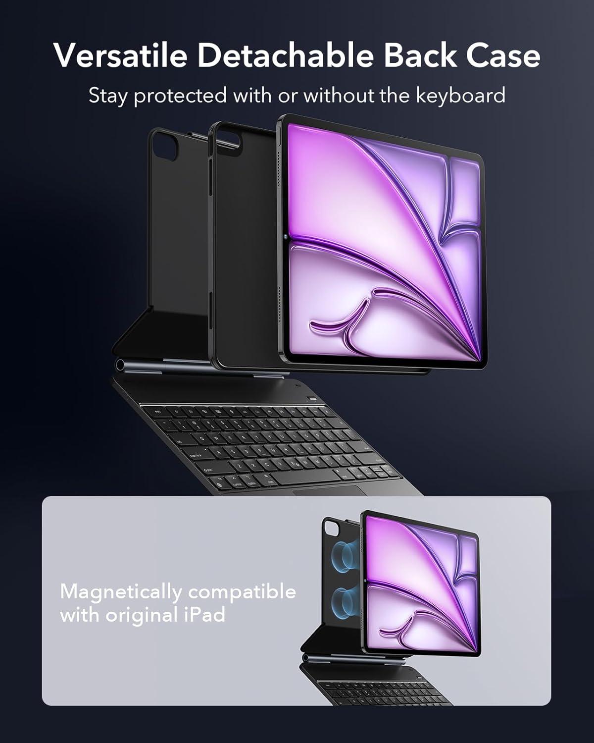 imageESR iPad Air 13 Inch Case Keyboard M3M2 20252024 Bundle with Geo Card Holder with Find My EasySet Magnetic Stand PortraitLandscape Mode Removable Case with MultiTouch Trackpad