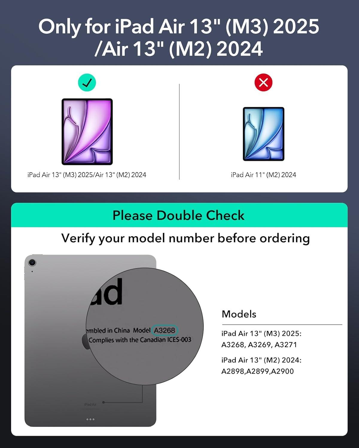 imageESR iPad Air 13 Inch Case Keyboard M3M2 20252024 Bundle with Geo Card Holder with Find My EasySet Magnetic Stand PortraitLandscape Mode Removable Case with MultiTouch Trackpad