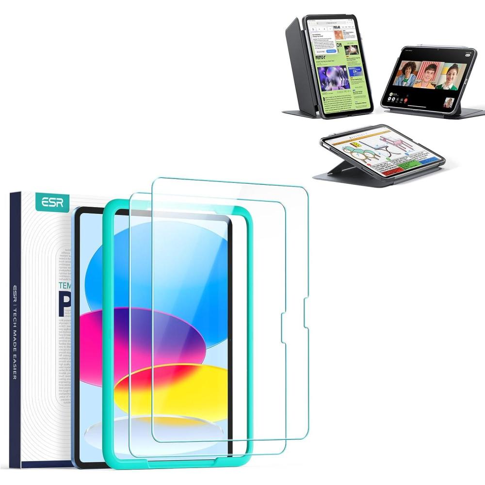 imageESR 2 Pack Screen Protector for iPad 11th10th Generation A16 11109 Inch 20252022  iPad A16 11th10th Gen Case 20252022 Vertical Stand Cover Flip Series Black