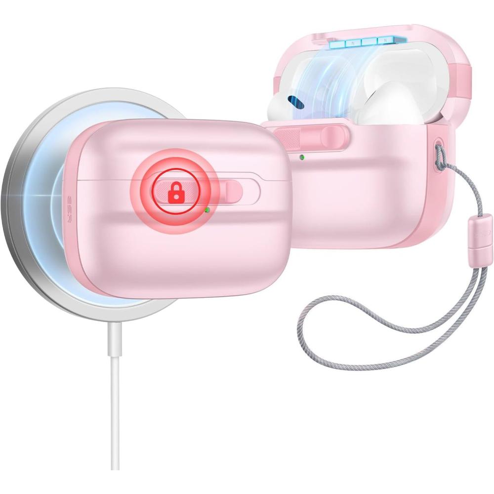 imageESR for AirPods Pro Case 202320222019 2nd1st Gen Compatible with Airpods Pro 2nd Generation Case USBCLightning Cable Compatible with MagSafe Full Drop Protection Cloud Series BlackPink