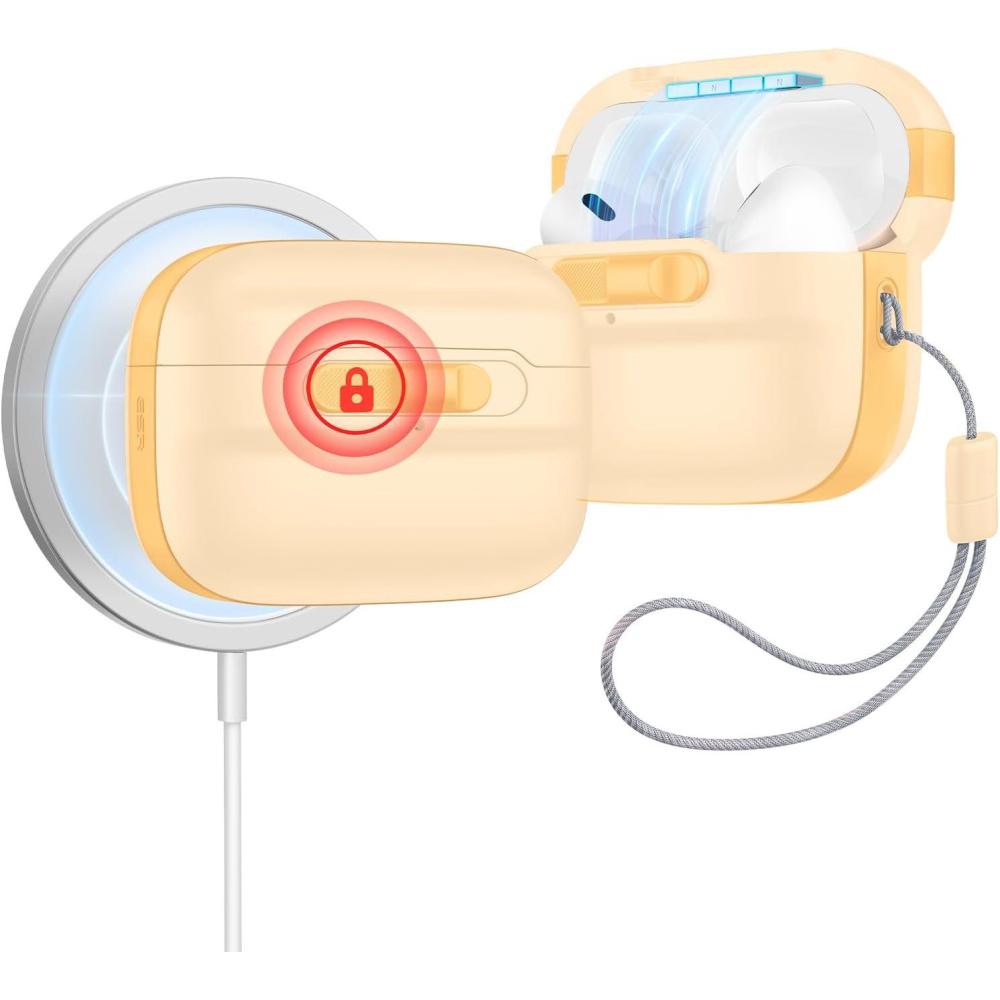 imageESR for AirPods Pro Case 202320222019 2nd1st Gen Compatible with Airpods Pro 2nd Generation Case USBCLightning Cable Compatible with MagSafe Full Drop Protection Cloud Series BlackYellow