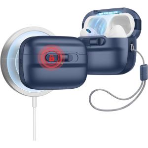 ESR for AirPods Pro Case (2023/2022/2019, 2nd/1st Gen), Compatible with Airpods Pro 2nd Generation Case (USB-C/Lightning Cable), Compatible with MagSafe, Full Drop Protection, Cloud Series, Black(Blue)